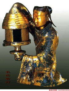 长城石雕厂拍摄的长信宫灯雕塑