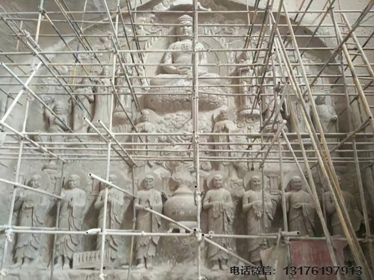 浮雕佛祖释迦摩尼说法石雕壁画制作厂家