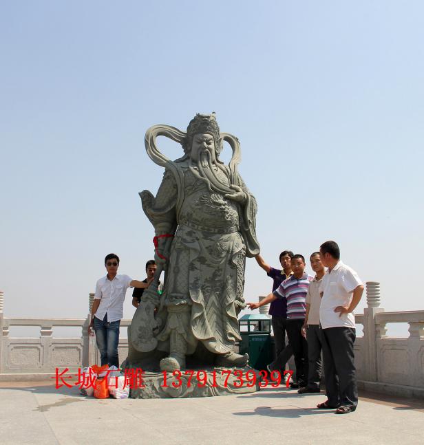 石雕关公，武财神关羽雕塑，雕刻